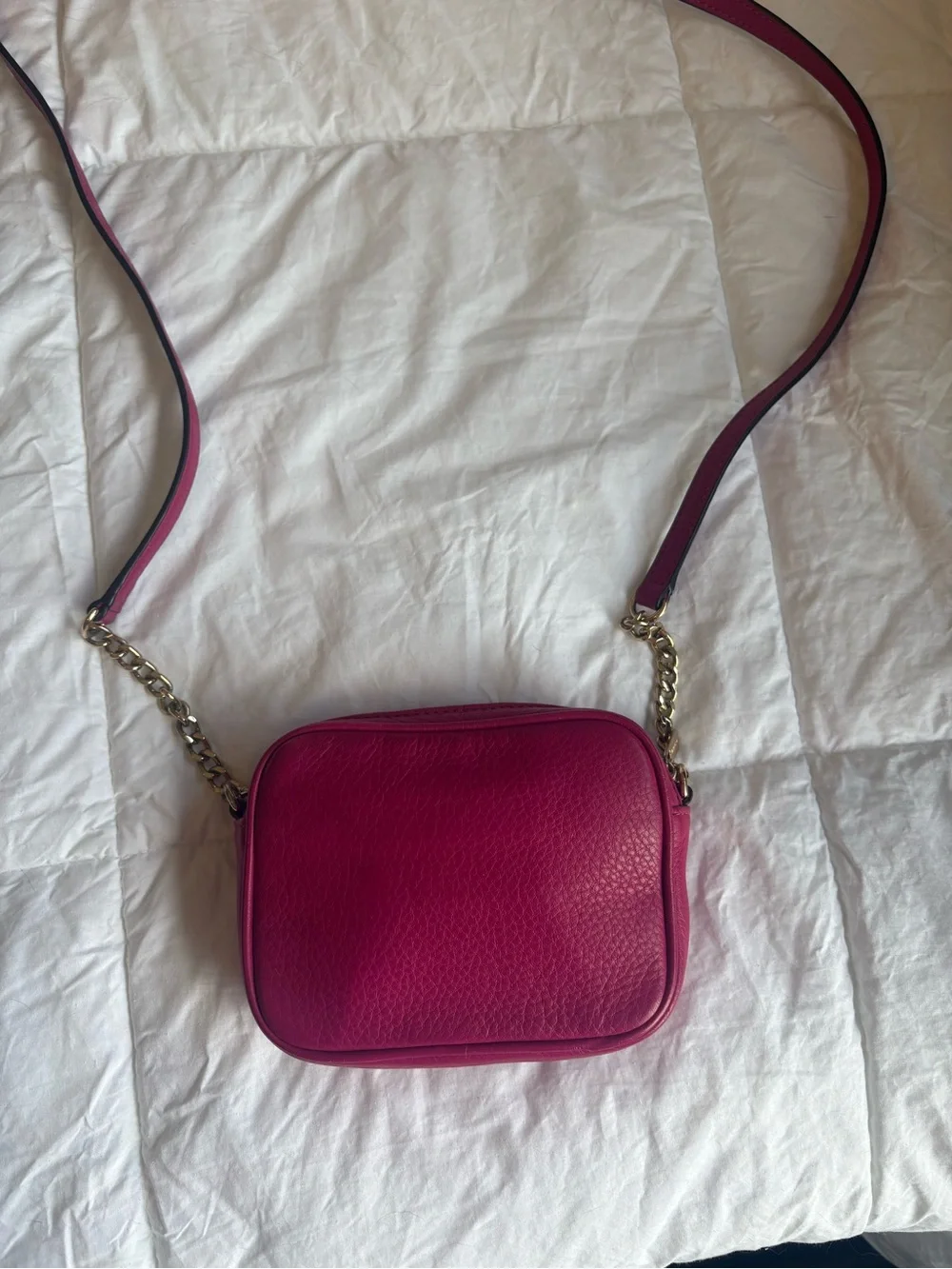 Michael Kors Hot Pink Pebbled Leather Crossbody Bag with Gold Hardware